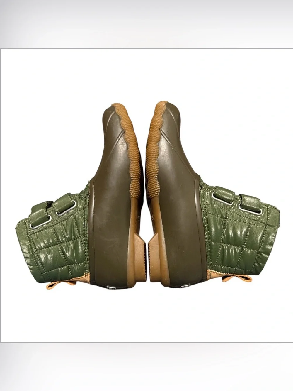 Sperry Women's Saltwater Duck Boot Size 7, Green Quilted Nylon Fall ankle boots